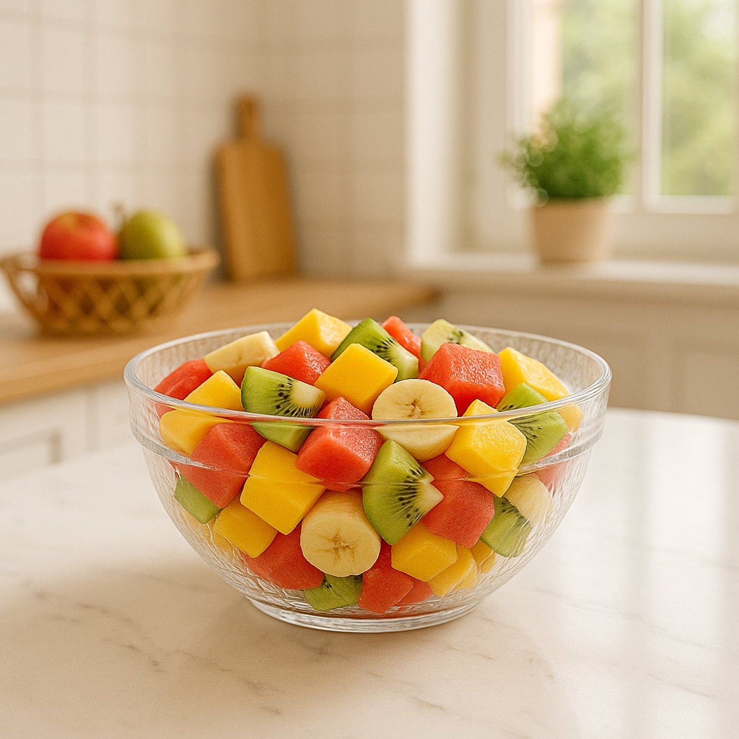 Transparent Idli Mixing & Serving Bowl | Textured Plastic Kitchen Bowl (1 Pc)