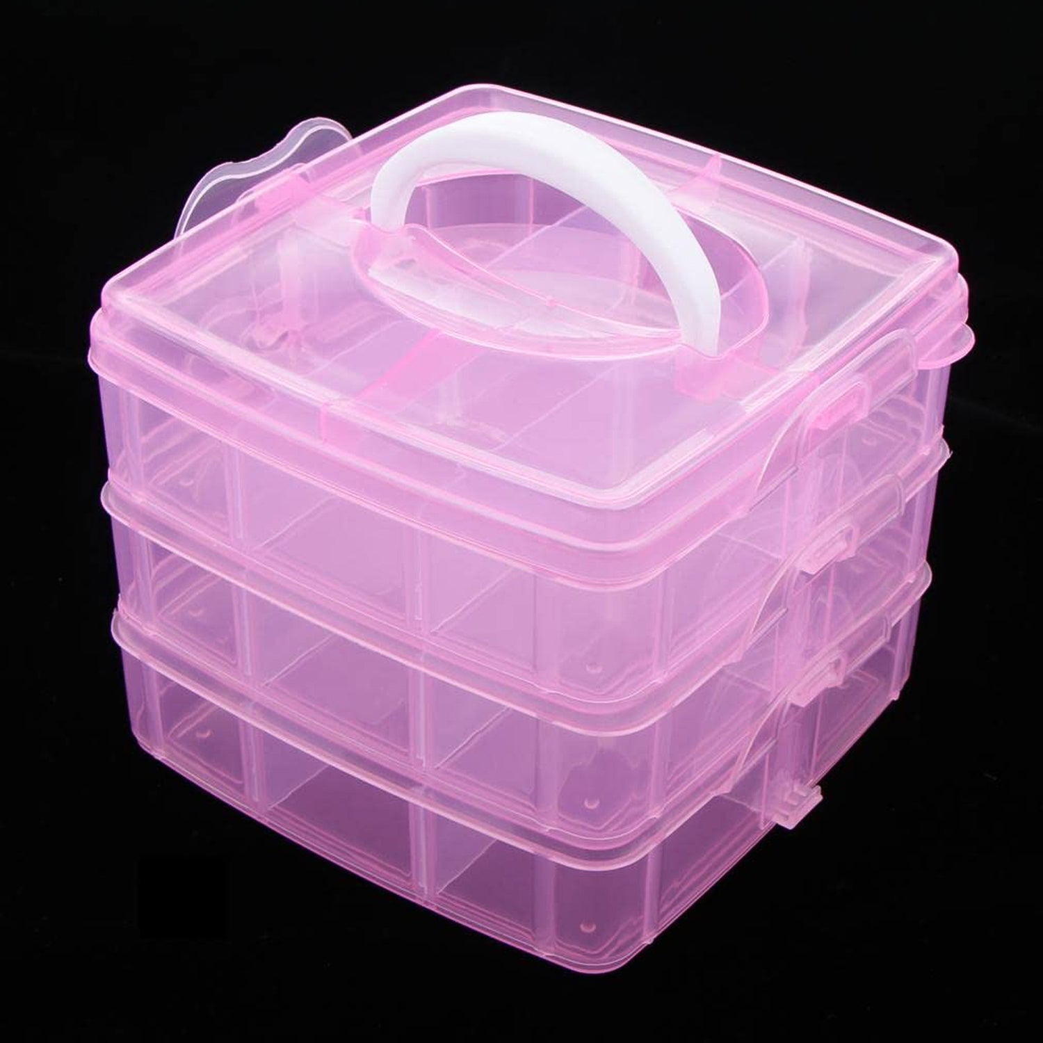 Versatile 18-Grid 3-Layer Transparent Plastic Organizer Box with Adjustable Dividers for Jewelry & Fishing Hooks