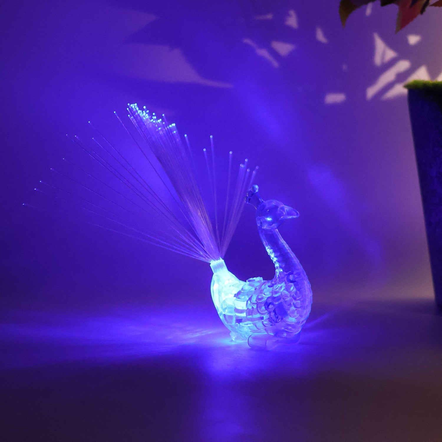 LED Fiber-Optic Peacock Decorative Night Light (1 Pc)