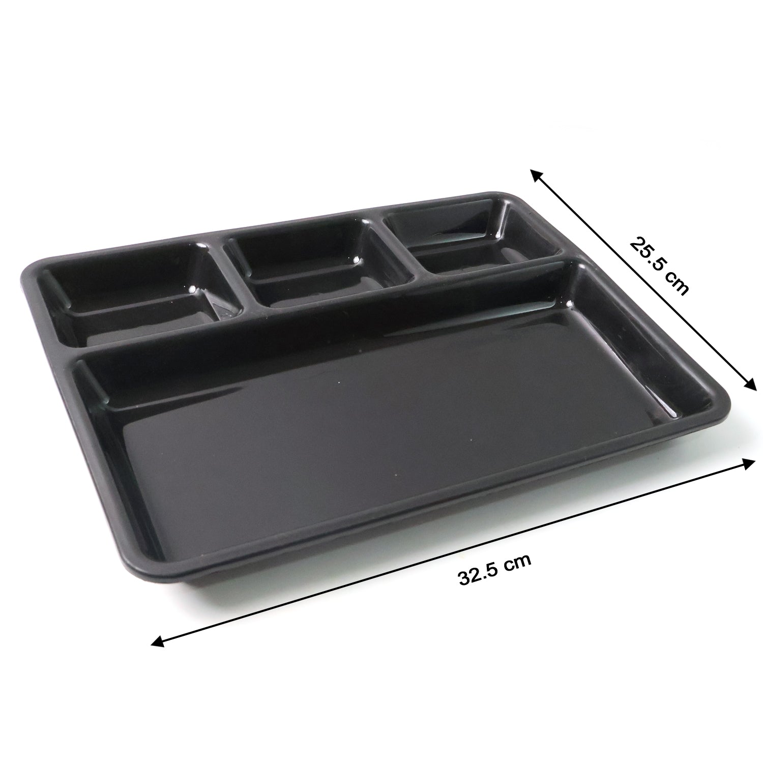 Plastic 4-Compartment Rectangular Meal Serving Tray â€“ Sectioned Dining Plate (1 Pc)
