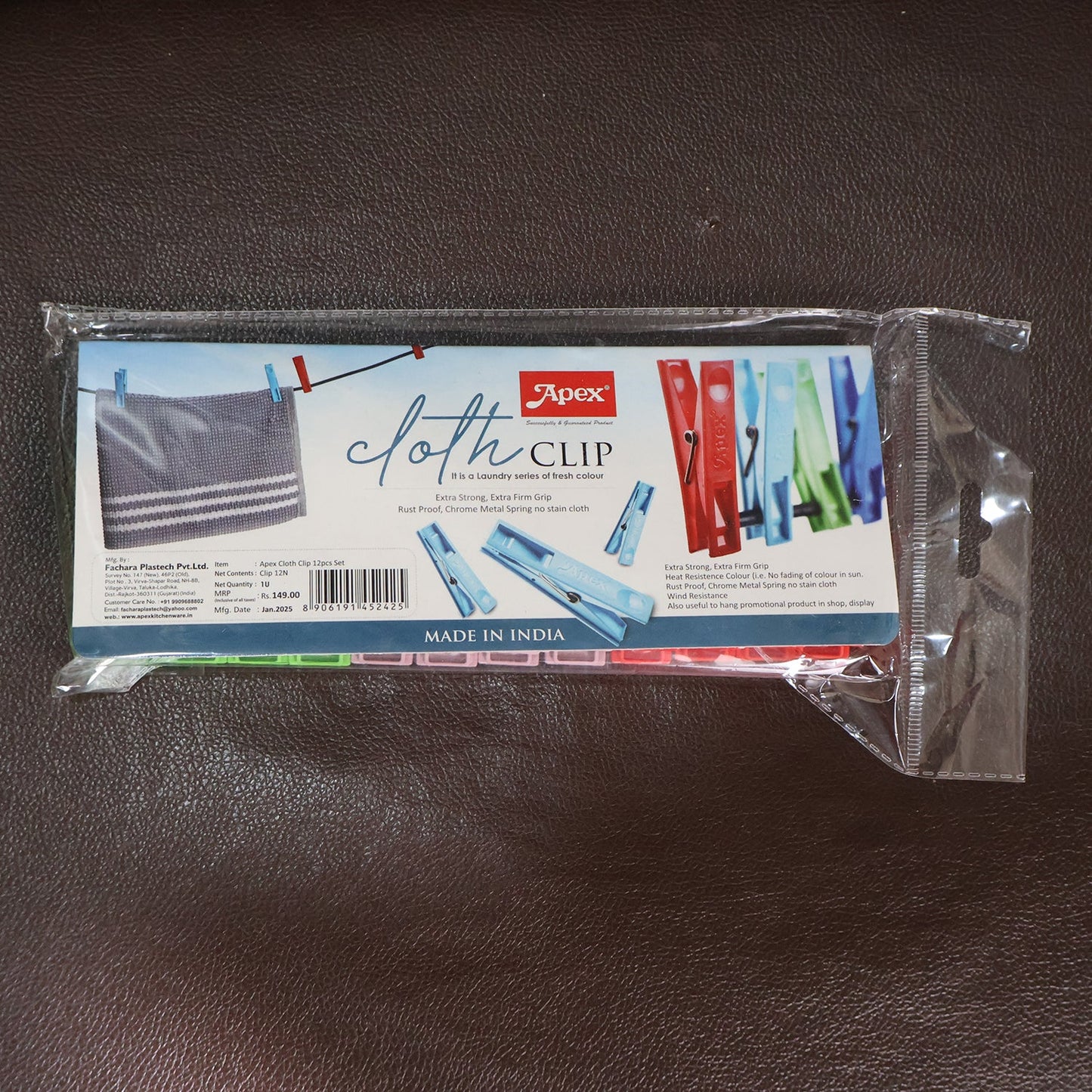 Durable Cloth Clips Set of 12 â€“ Strong Grip Plastic Laundry Pegs with Stainless Steel Spring