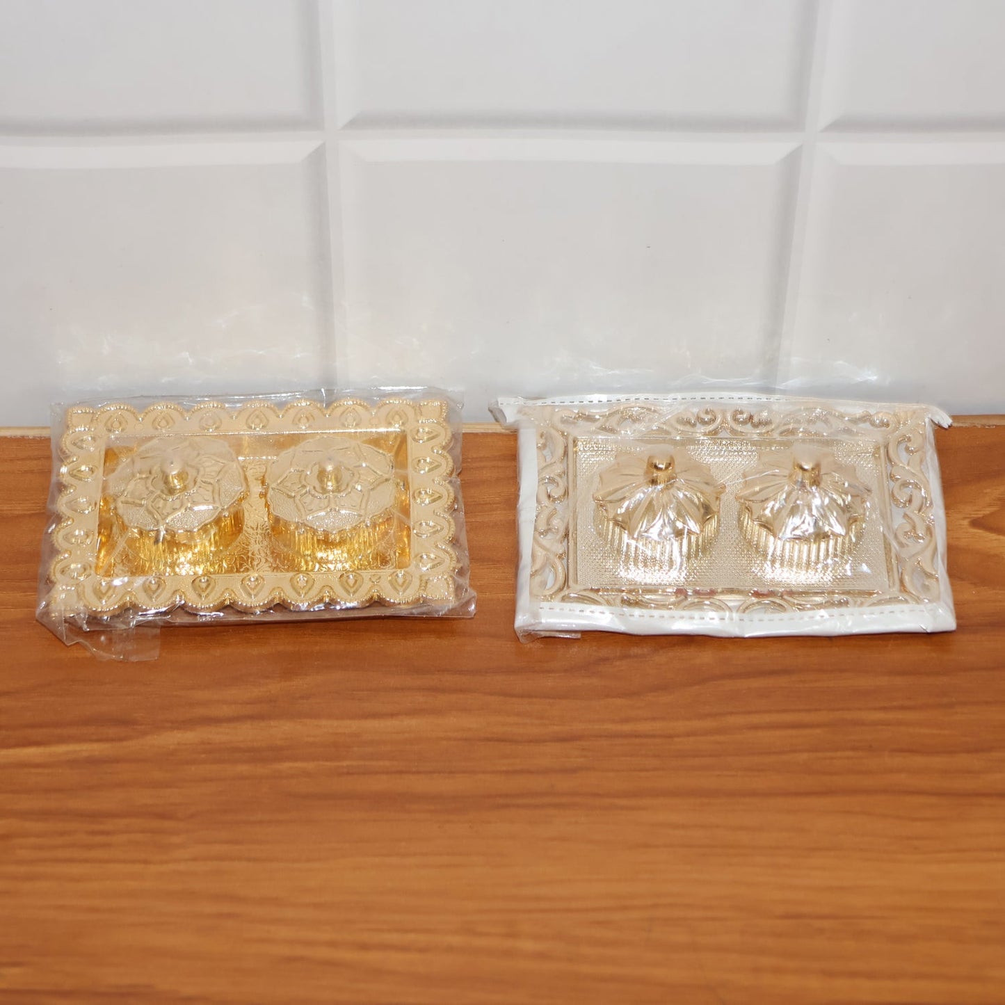 Ornate Rectangular Pooja Thali Tray - (1 Pc)