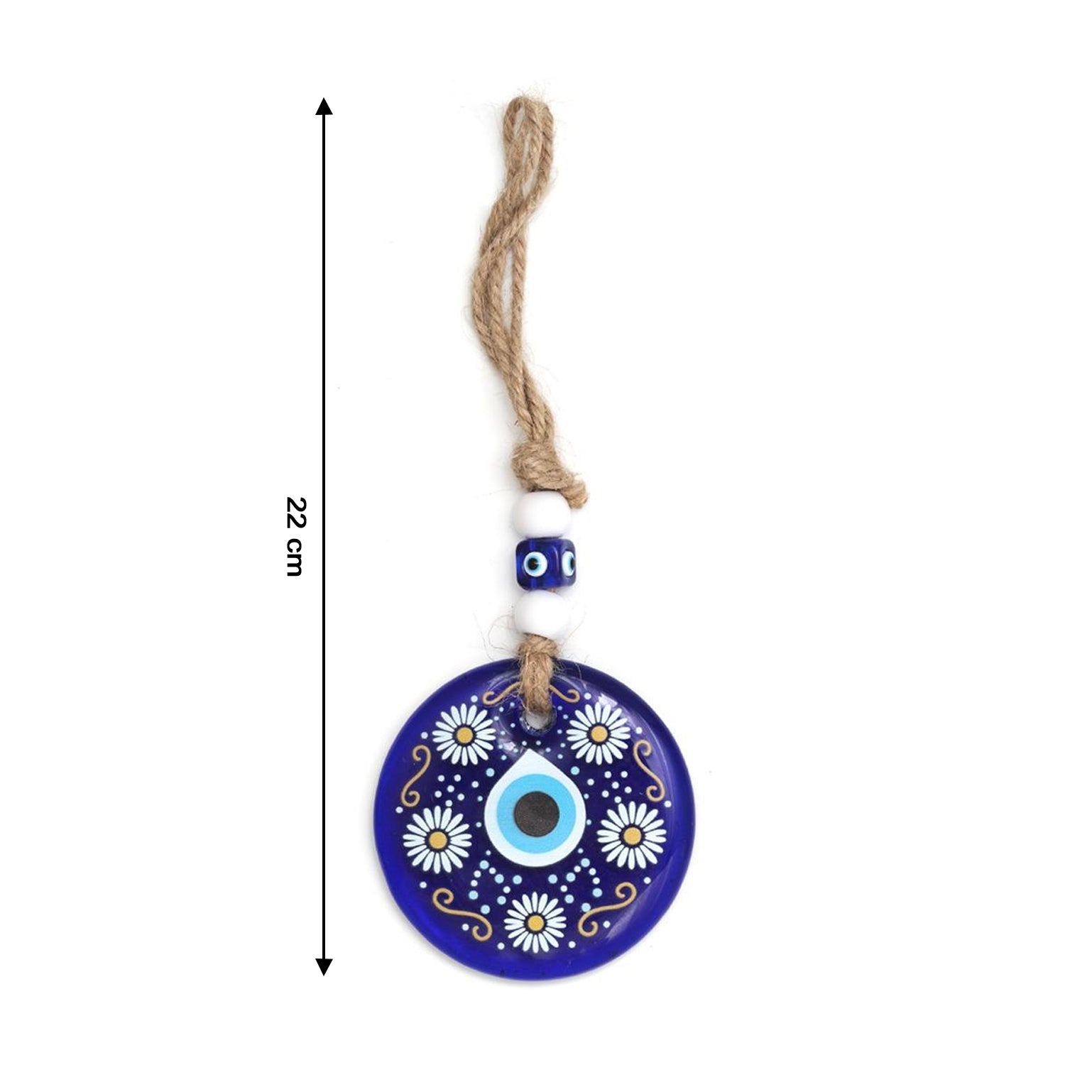 Decorative Evil Eye Wall Hanging Nazar Protector Charm with Beads, Wind Chime (1 Pc)