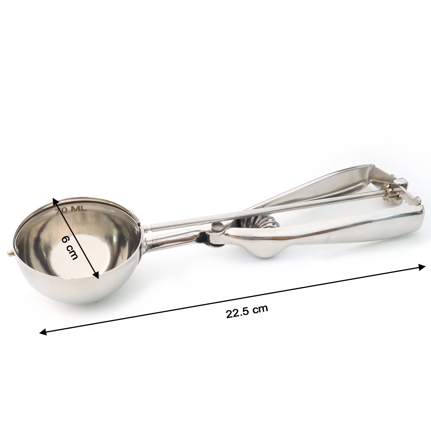 Premium Stainless Steel Ice Cream Scoop with Trigger Release â€“Approx 70 ML Capacity
