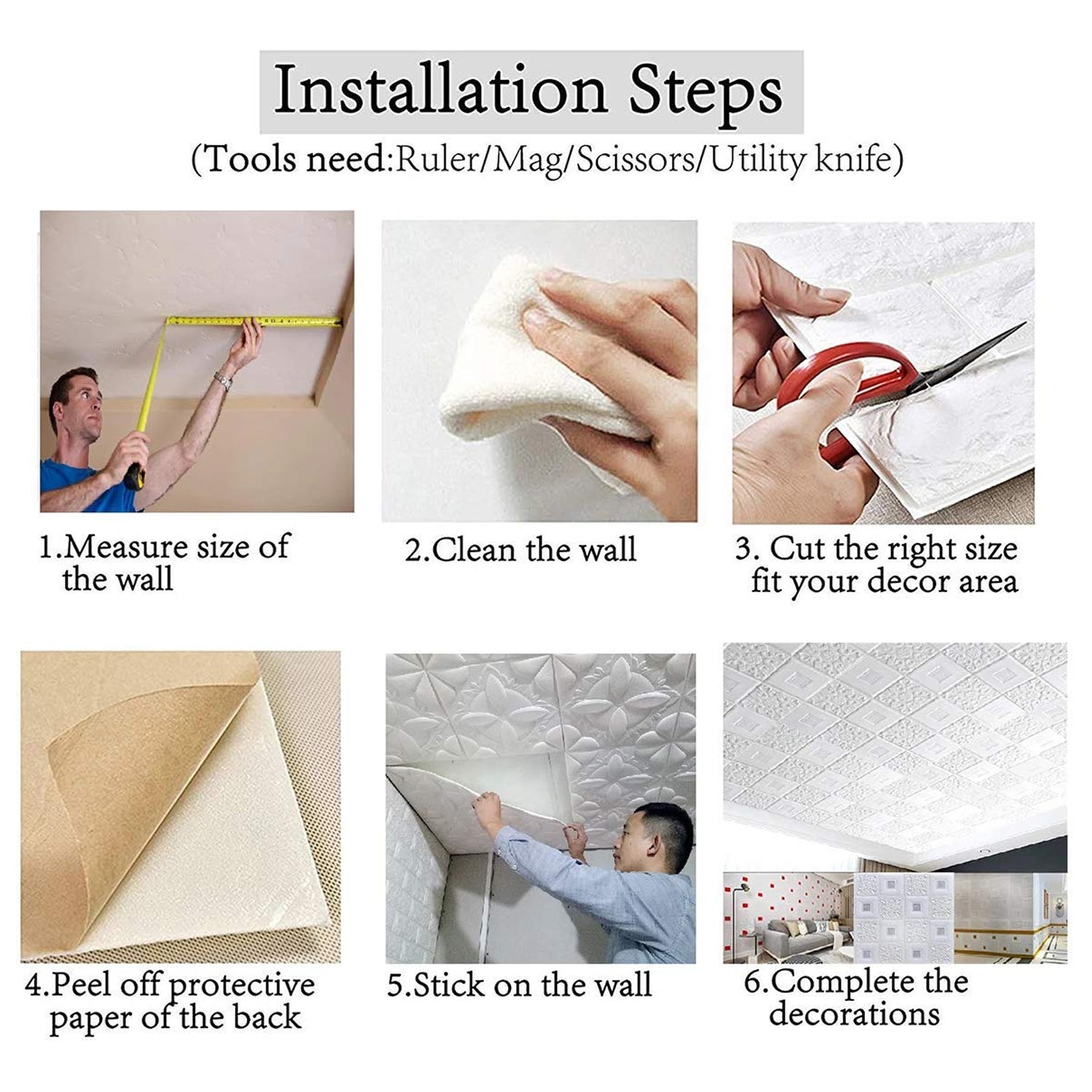 Wallpaper 3D Foam Wallpaper Sticker Panels (70 x 70 Cm / 1 Pc)