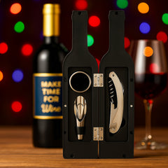 Premium Wine Bottle Shape Bar Accessory Gift Set