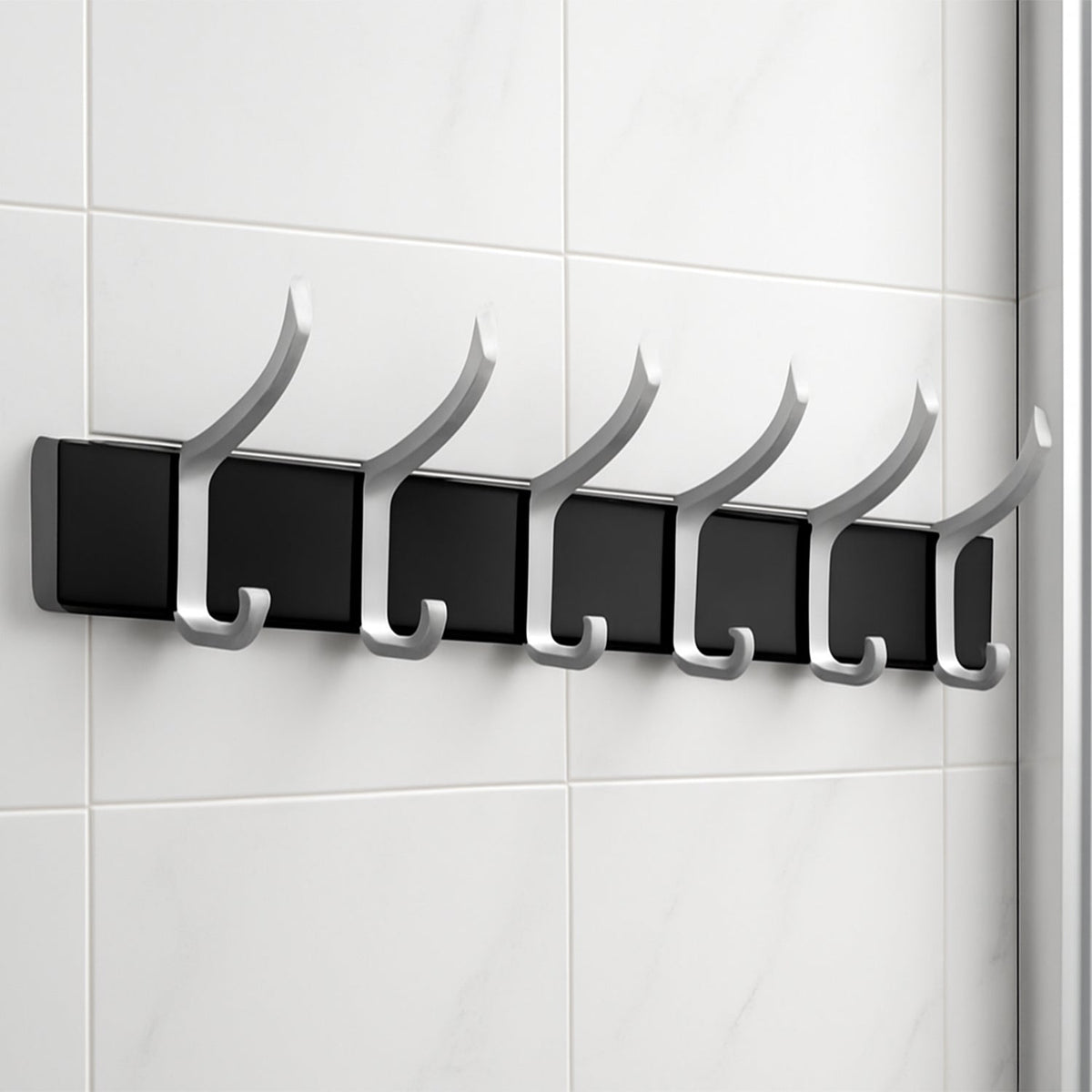 Wall Door Hook Rail | 6 Hook Hanger for Clothes & Hats | With Eco-Friendly Adhesive