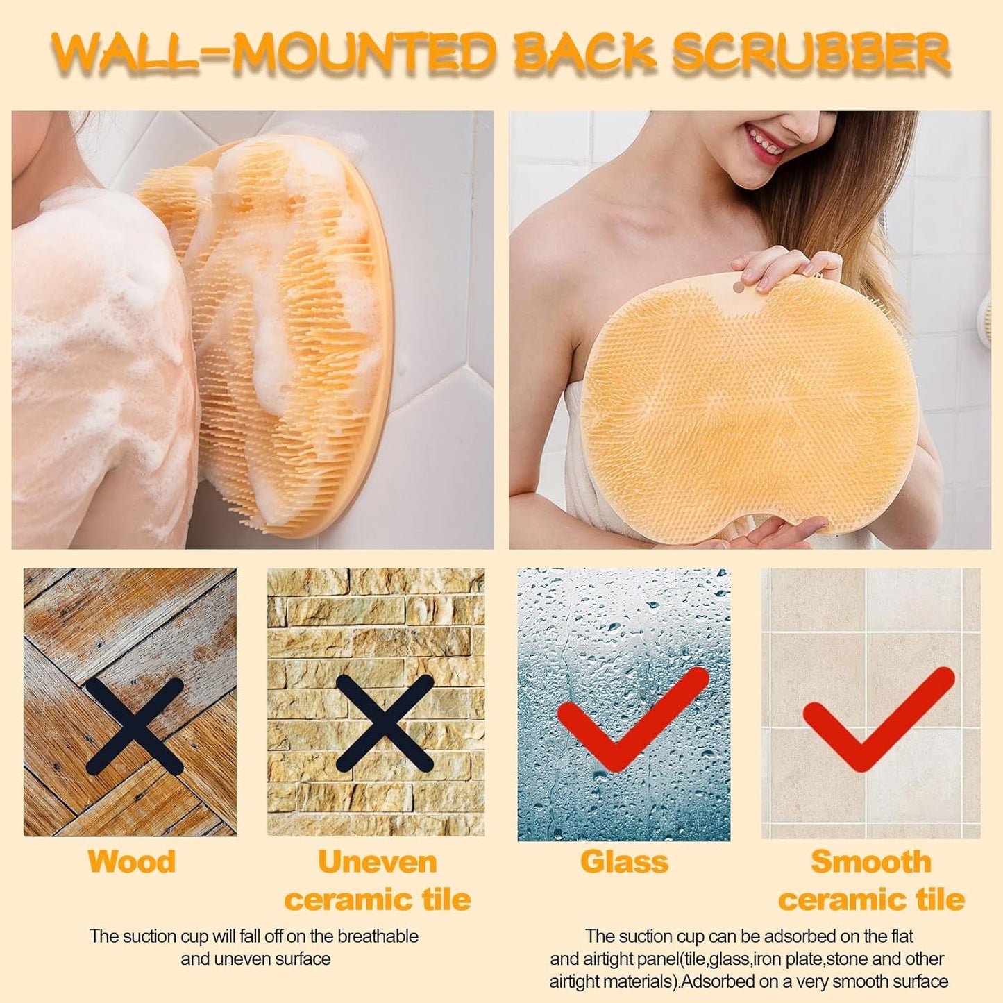 Yellow Silicone Bath Massage Cushion â€“ Suction Cup Exfoliating Foot Scrubber & Mat