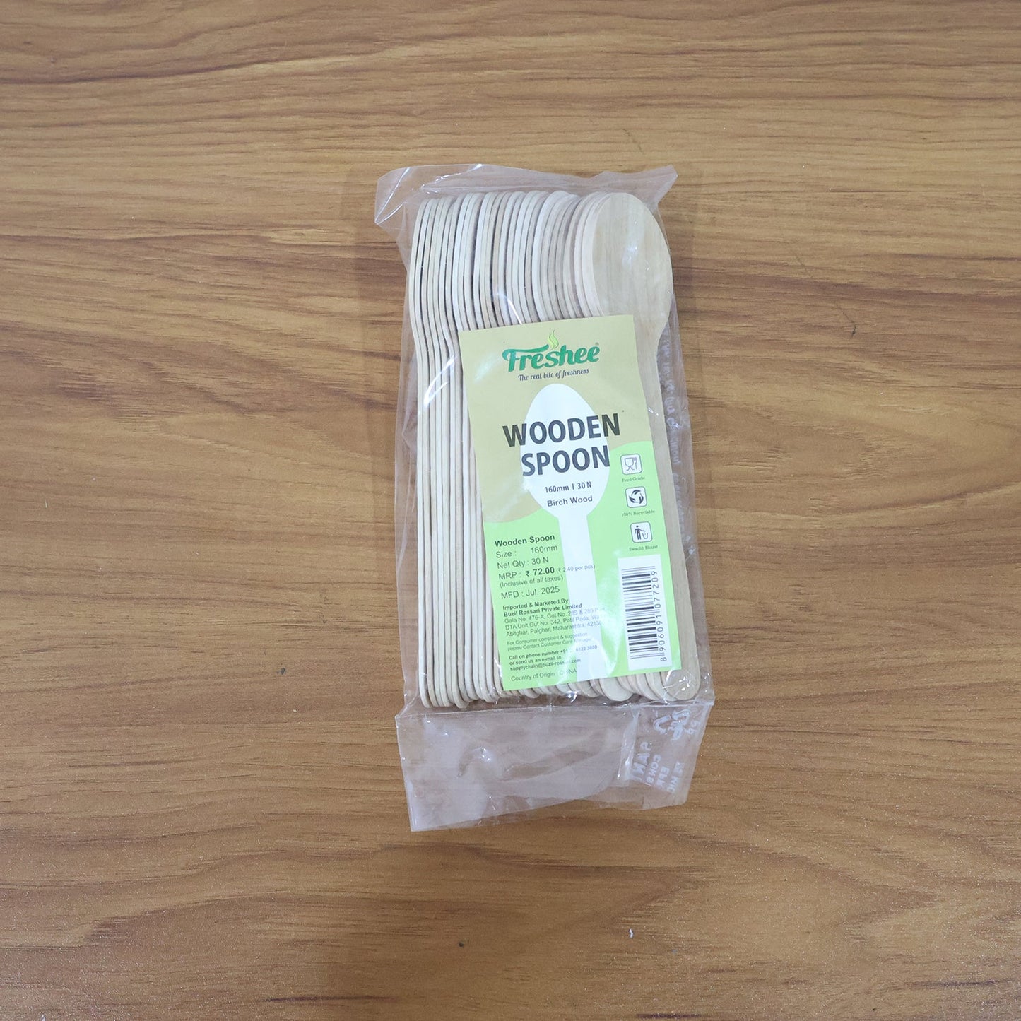 160mm Wooden Spoon â€“ 30 Pcs Pack