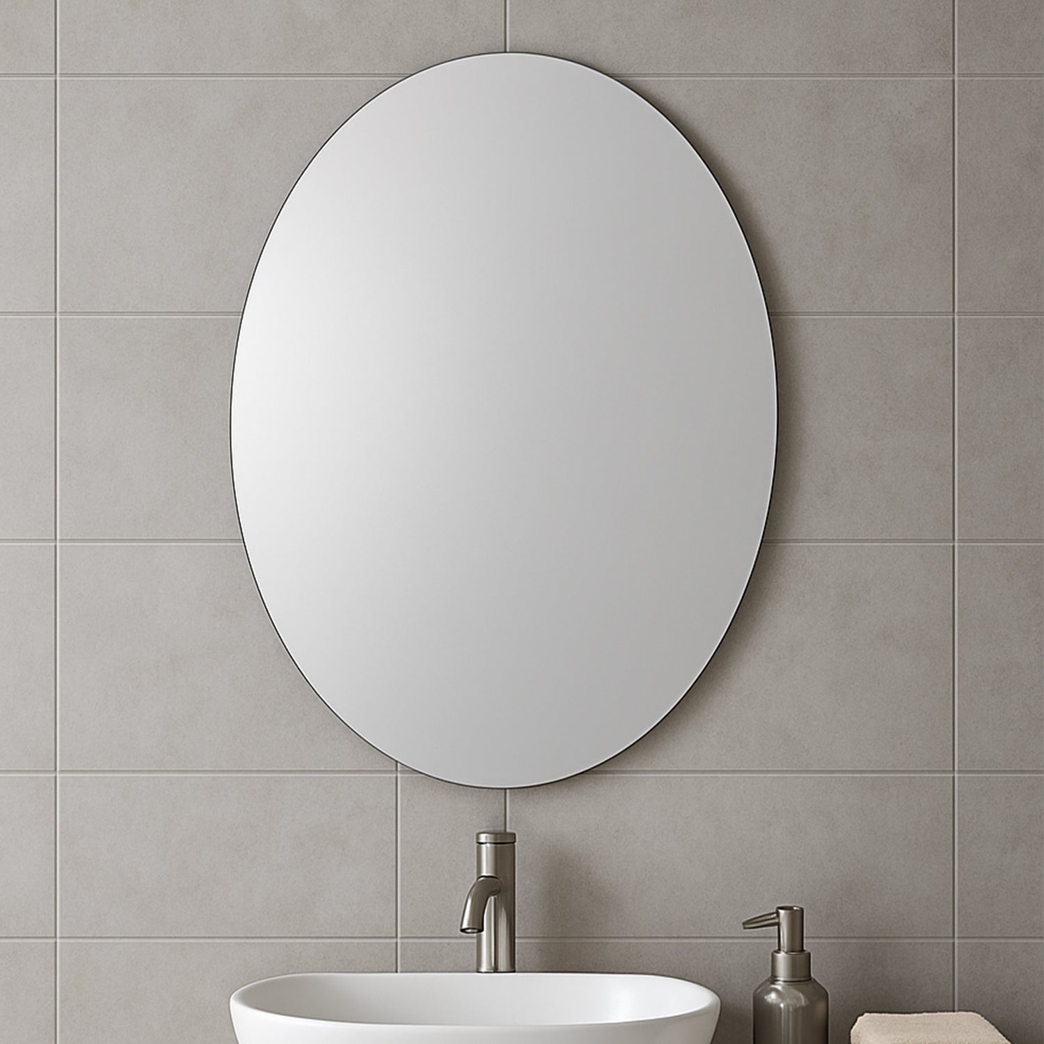 Elegant Oval Frameless Wall Mirror for Home & Office Decor (6 Pc)