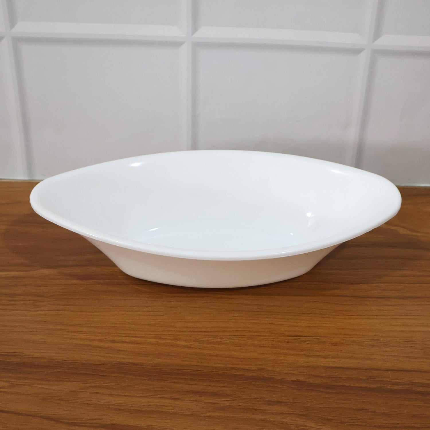 Plastic Marin Serving Bowl â€“ Elegant Oval Deep Bowl (1 Pc / White)