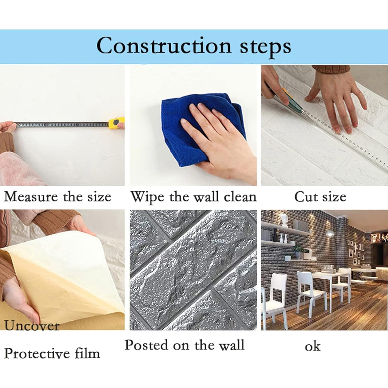 Wallpaper 3D Foam Wallpaper Sticker Panels (76 x 70 Cm / 1 Pc)