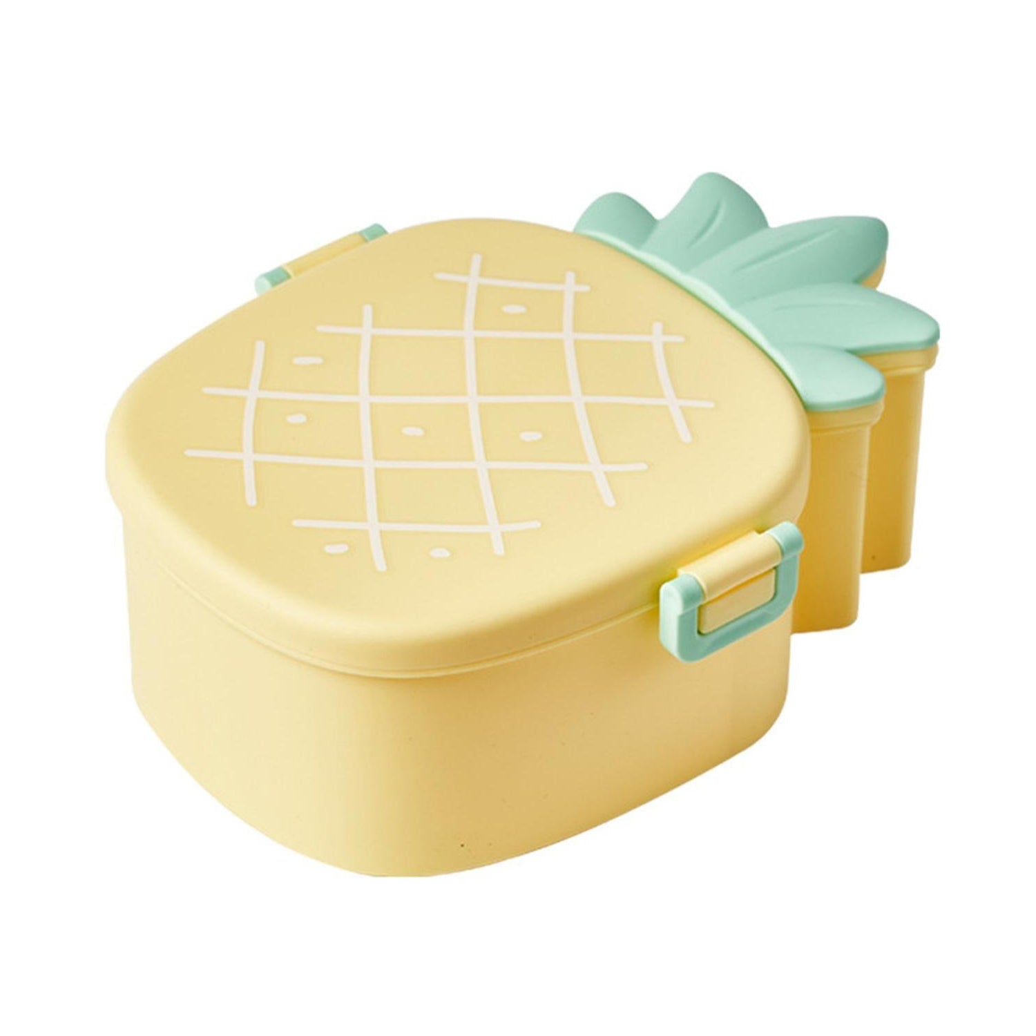 Customize Kids Lunch Box Cute Pineapple Shaped Bento Box with Fork Spoon Snack Container Microwave Portable Office Lunch Box (1 Pc / With Spoon, Fork & Color Box)