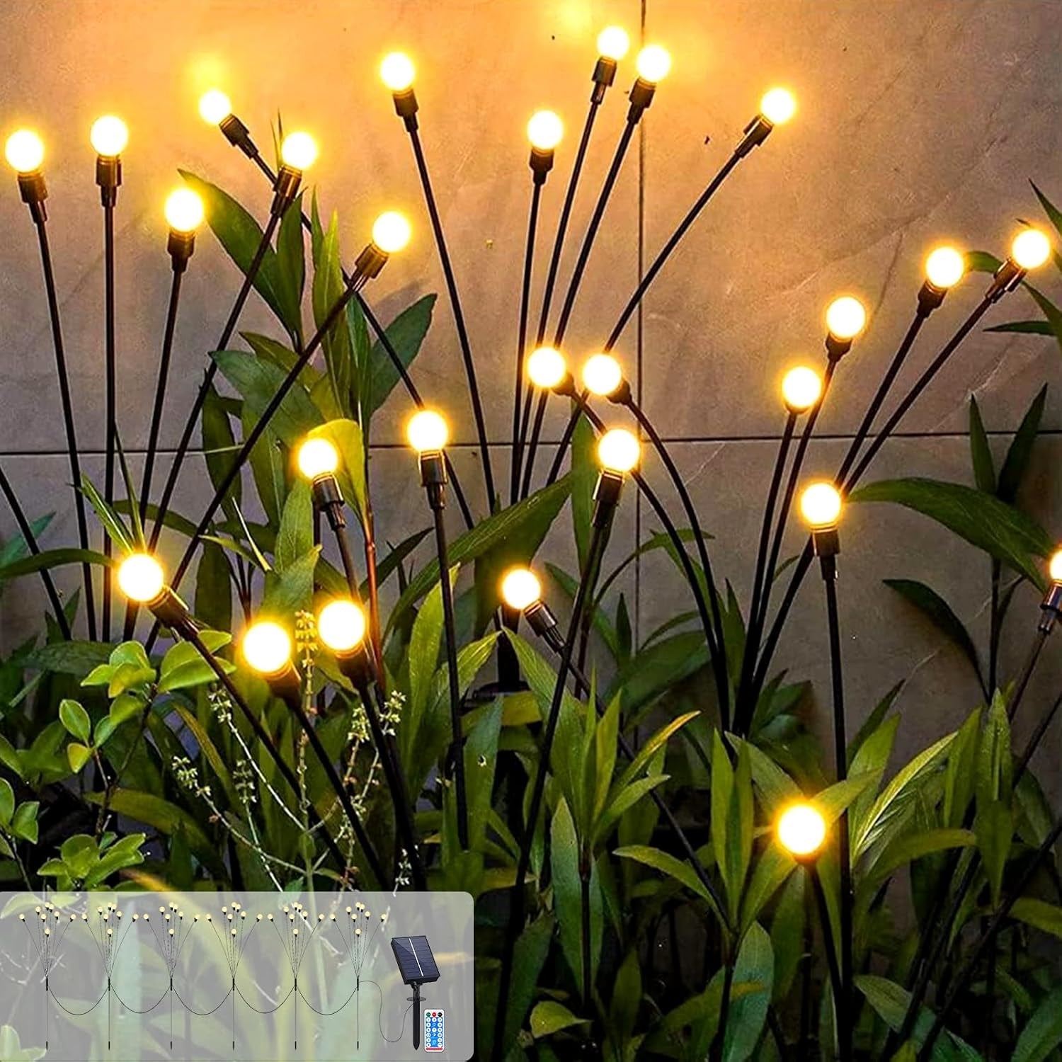 Solar-Powered Warm White Garden Ball Light Set