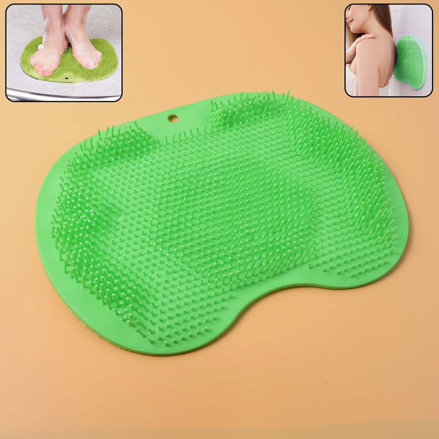 Green Silicone Bath Massage Cushion â€“ Suction Cup Exfoliating Foot Scrubber & Mat