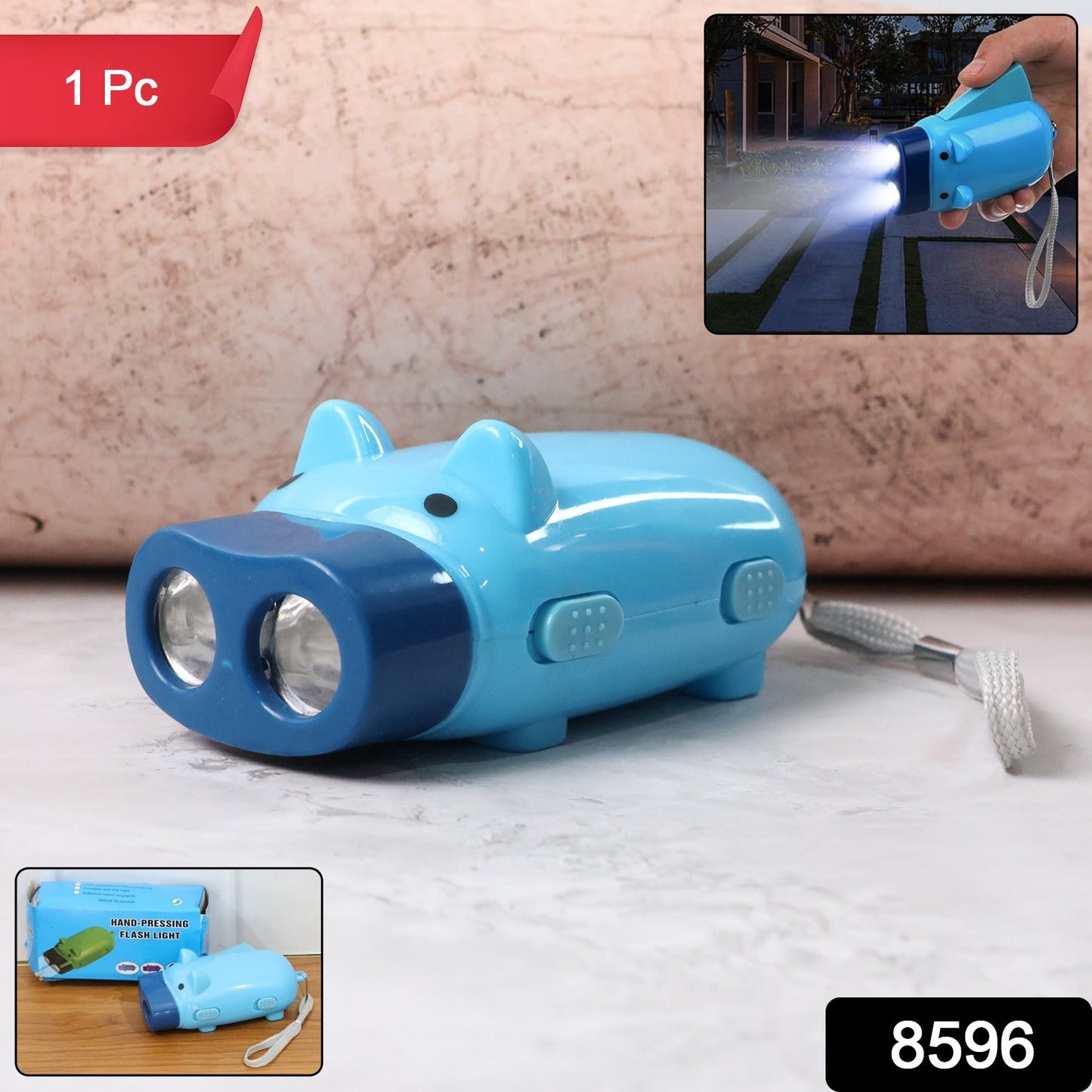 2-LED Hand Press Torch â€“ Battery-Free Hand Crank Flashlight