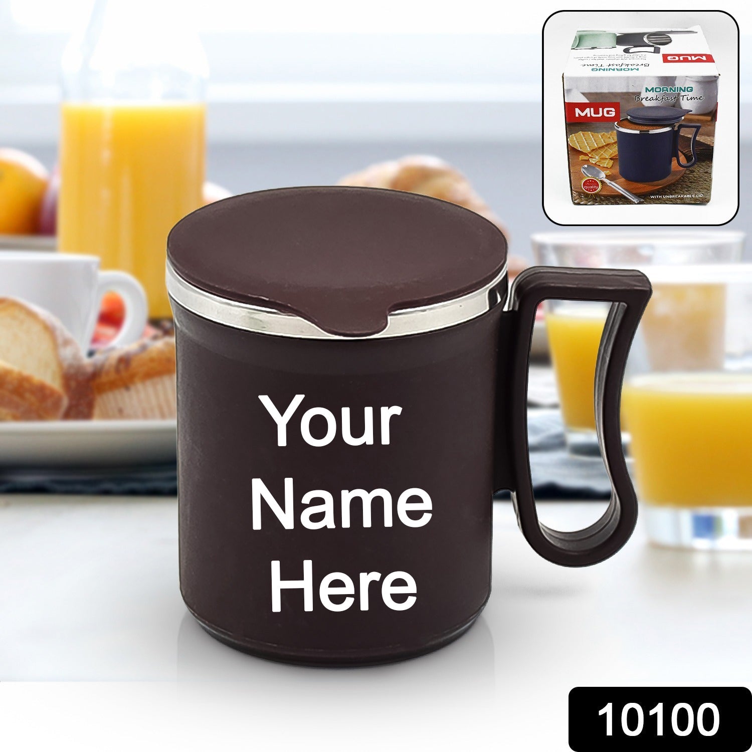 Customize Coffee Mug with Lid and Handle-Plastic Covered Stainless Steel Mug (Random Color, Approx 200 ML)