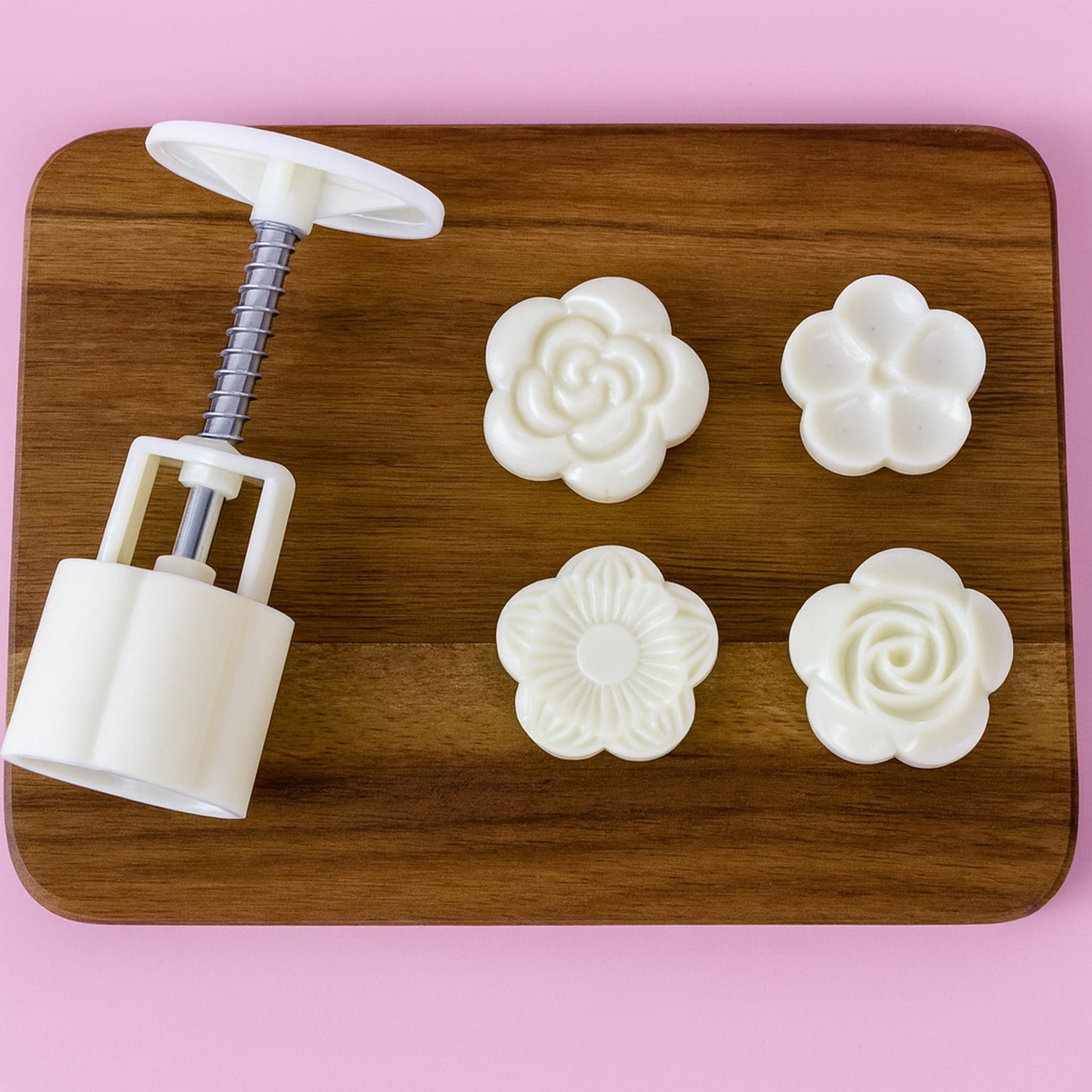 Mooncake Press Mold with 4 Stamps set