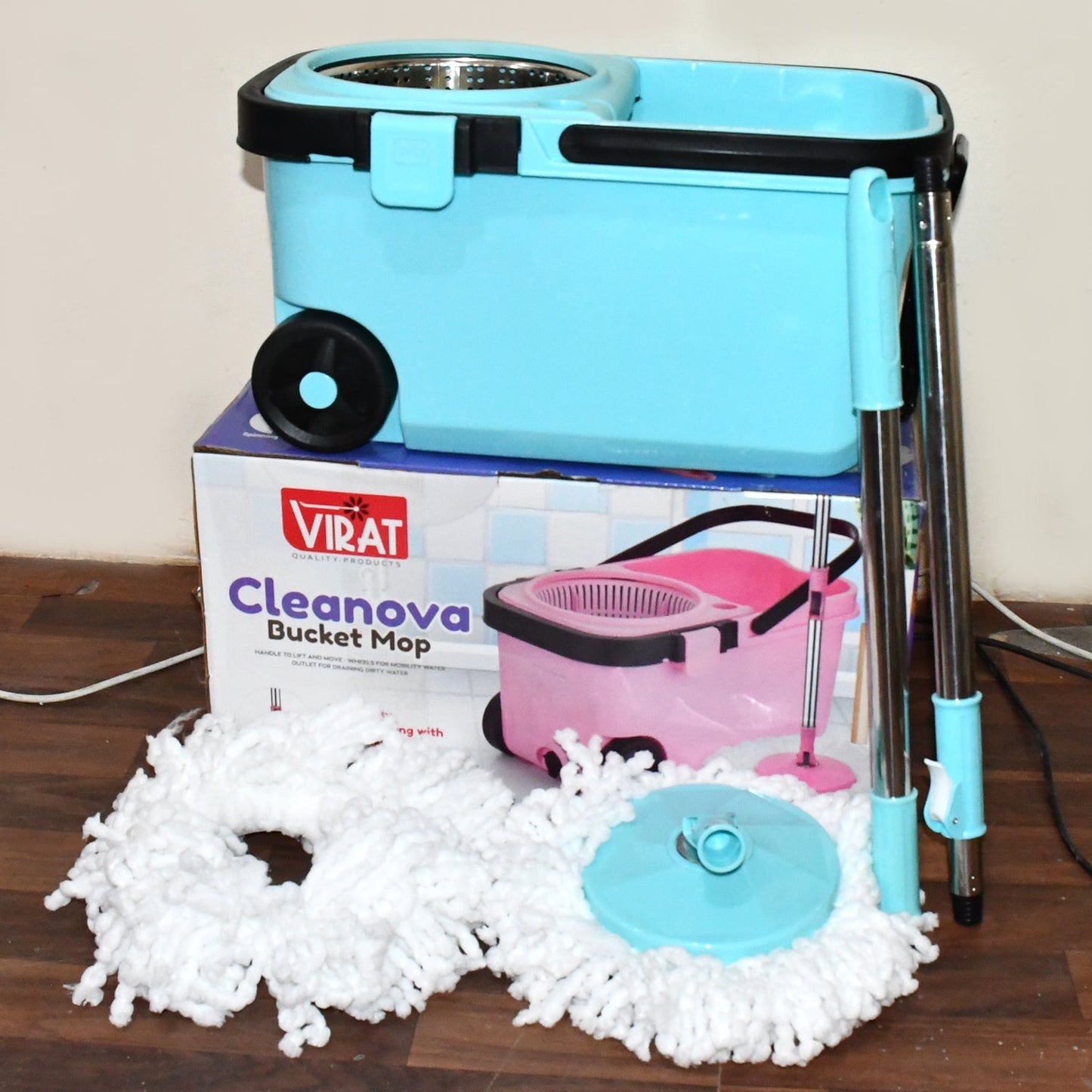 360Â° Spin Mop with Super Absorbent Microfiber Heads (1 Set)