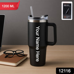 Customize / personalized Premium 1200 ML Stainless Steel Vacuum Insulated Travel Mug with Straw and Handle, Tumbler (1200ML / 1 Pc)