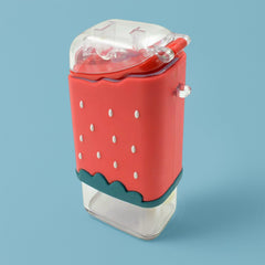 Portable Cute Water Bottle for Kids, Unique Ice Cream Shape water cup, sicle Shaped Plastic Kettle with Straw, Adjustable Shoulder Strap, BPA free, Leakproof (300 ML)