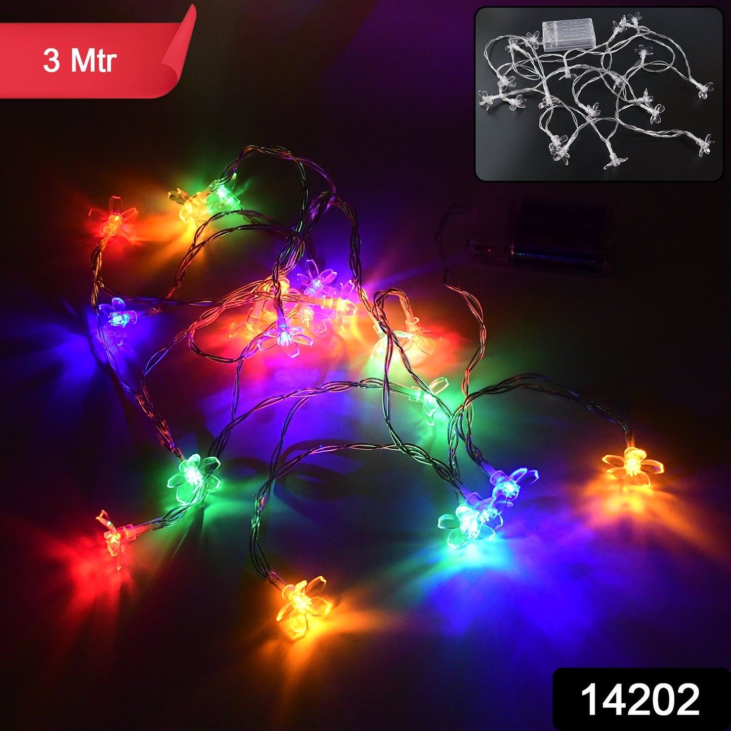 Battery-Operated 3 Meter LED Floral Fairy Lights