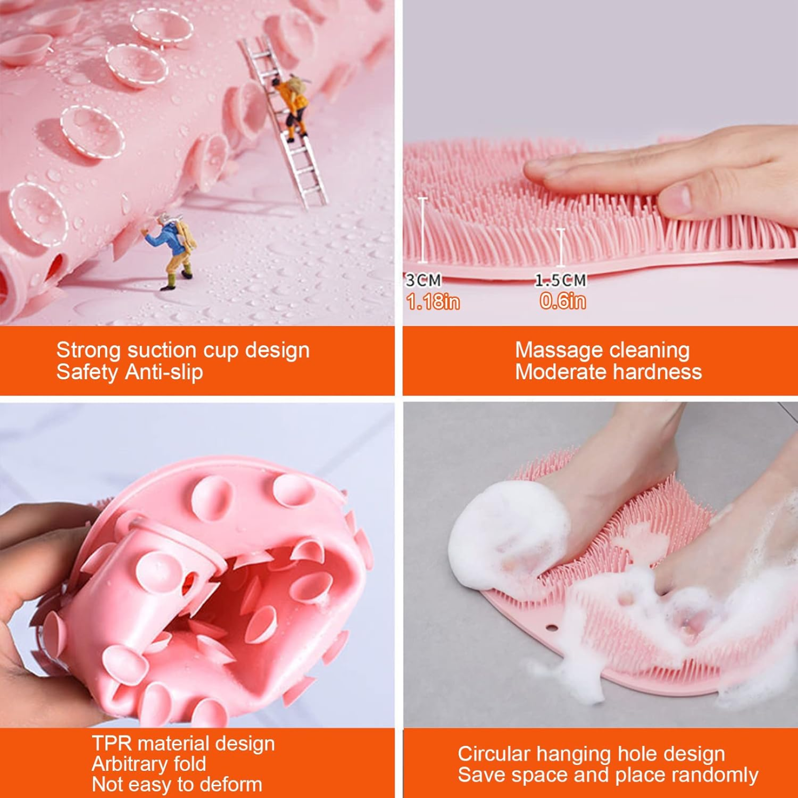 Silicone Bath Massage Cushion â€“ Suction Cup Exfoliating Foot Scrubber & Mat