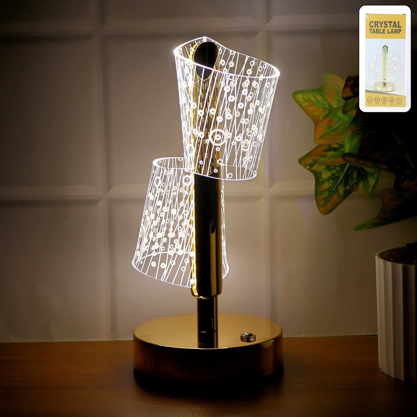 Luxury Crystal LED Double Shade Table Lamp