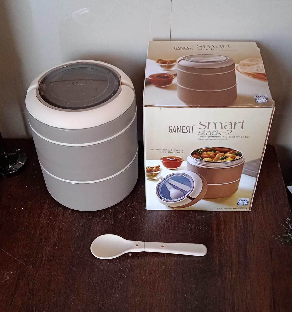 Ganesh Smart Stack 2-Layer Stainless Steel Leak-Proof Lunch Box for Office, School, Picnic