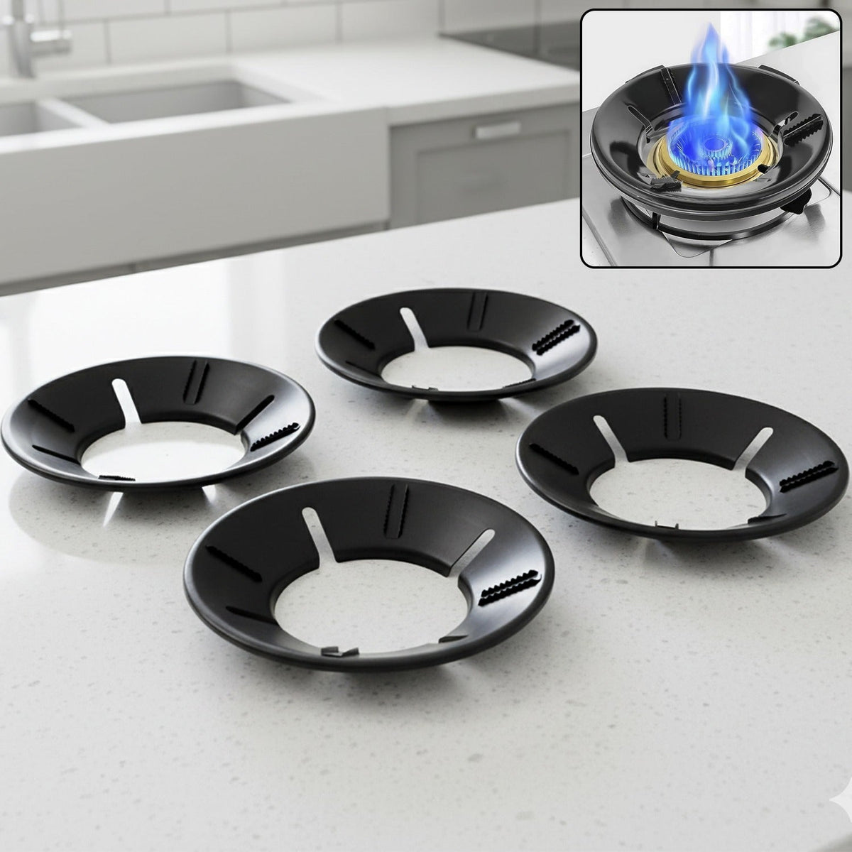 Gas Stove Flame Protector Ring (25 x 25 cm, 4 Pc)