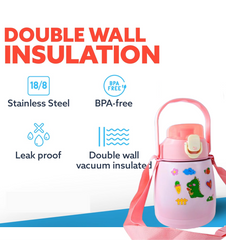 Customize Stainless Steel Vacuum Insulated Water Bottle with Handle & Sticker (700 ML)