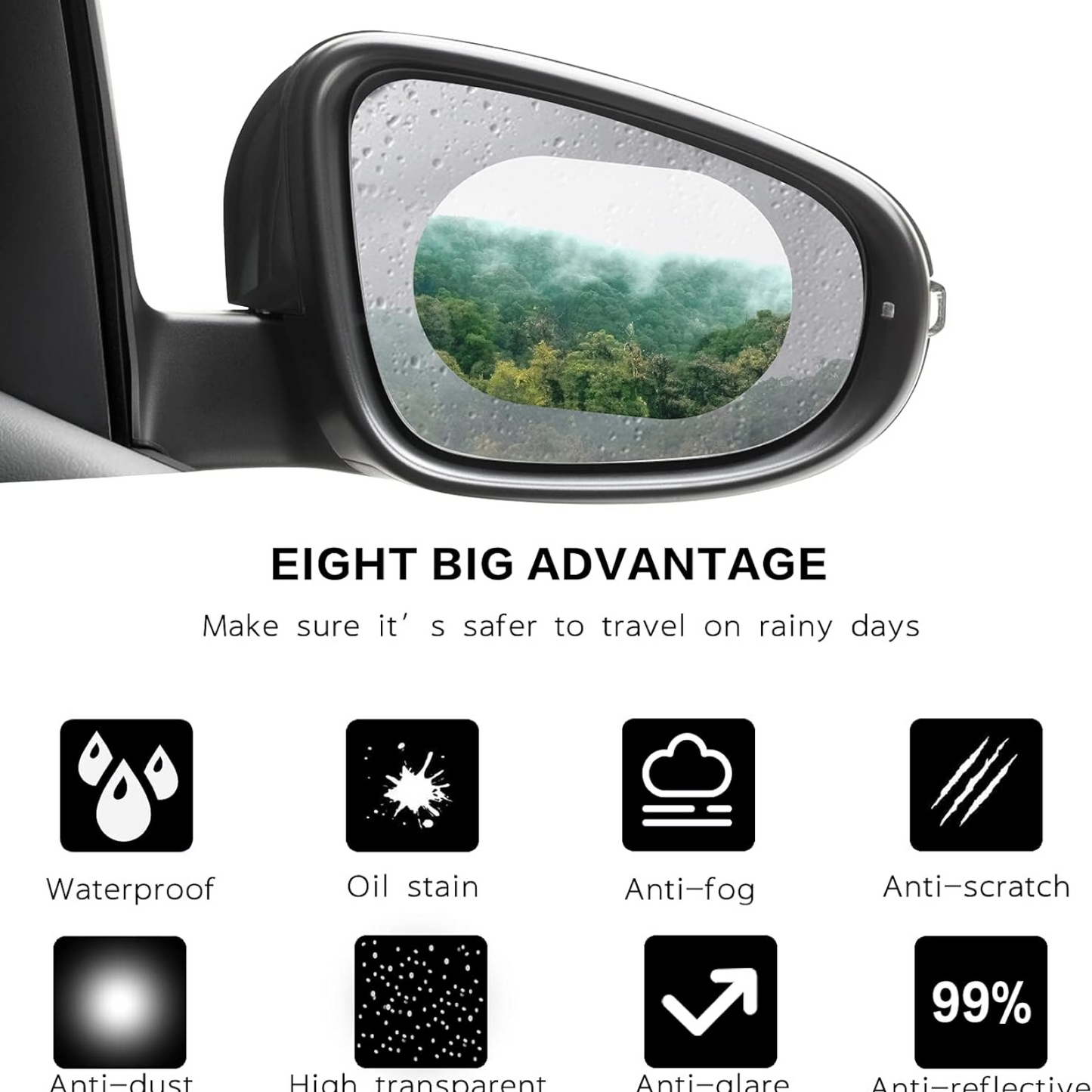 Anti-Fog & Anti-Scratch Rearview Car Mirror Film â€“ HD Clear Protective Sticker for Safe Driving (1 Pc)