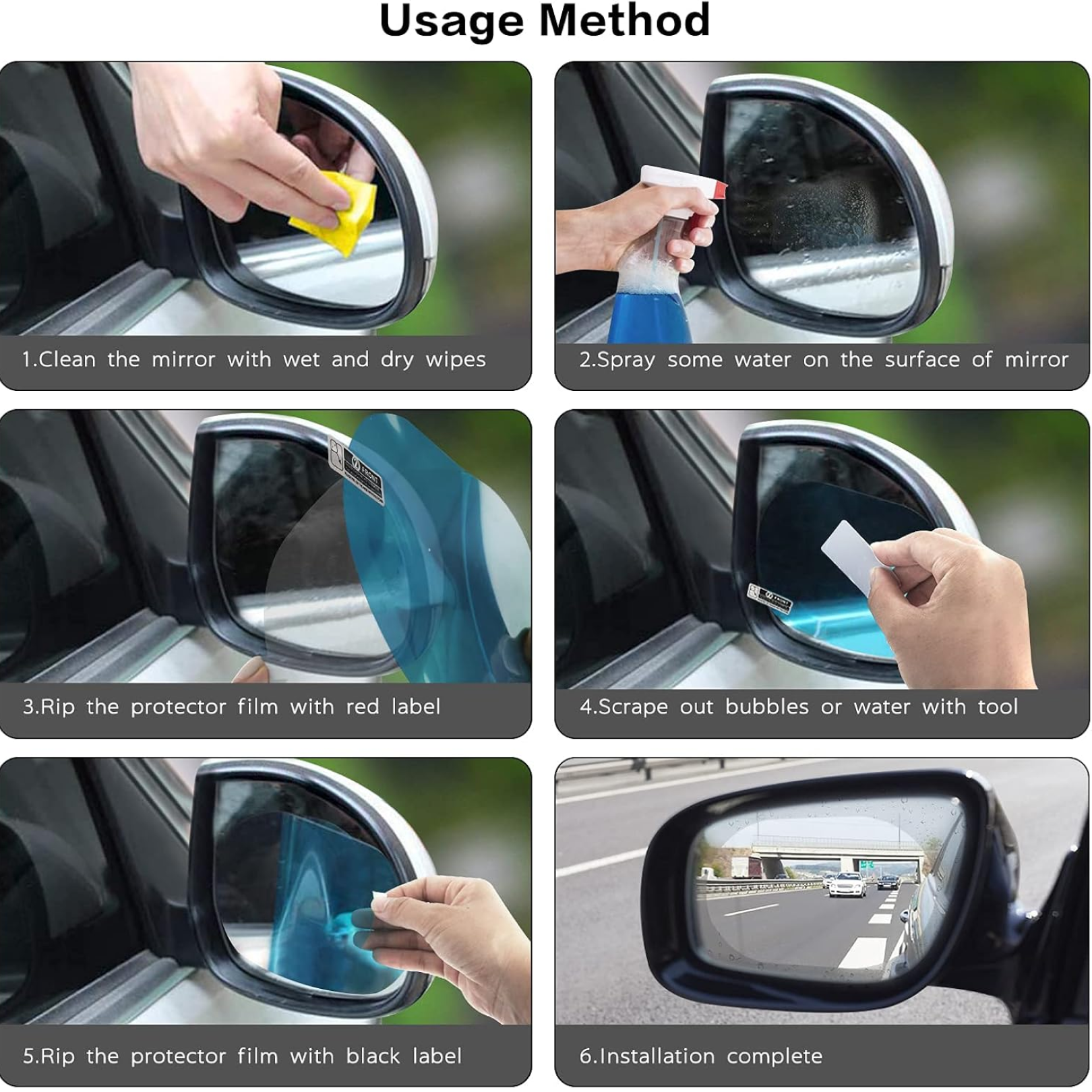 Anti-Fog & Anti-Scratch Rearview Car Mirror Film â€“ HD Clear Protective Sticker for Safe Driving (1 Pc)
