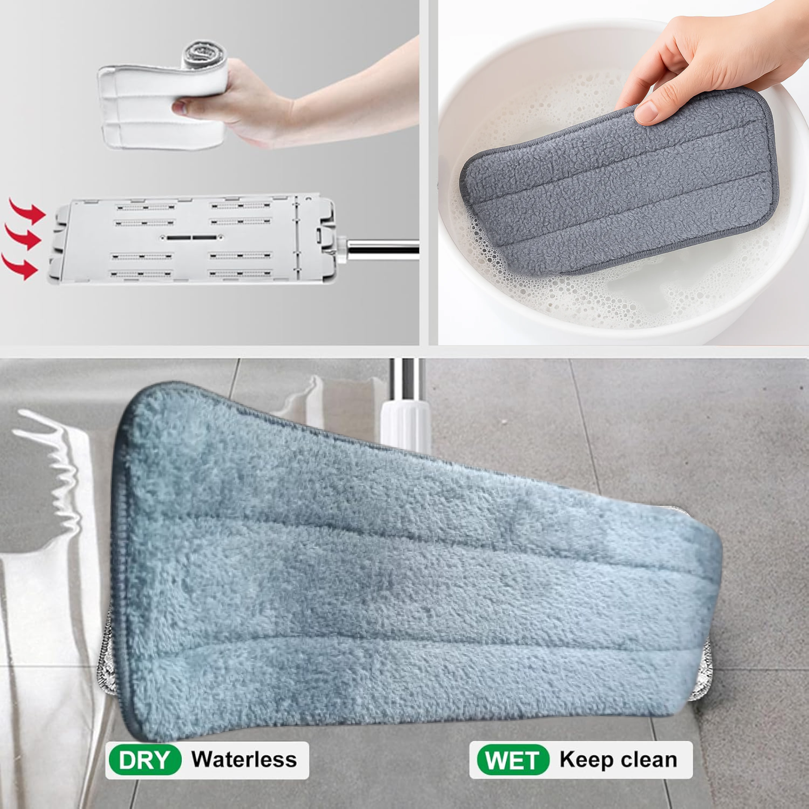 High-Quality 40x13 cm Reusable Flat Mop Microfiber Cleaning Pad Refill (1 Pc)