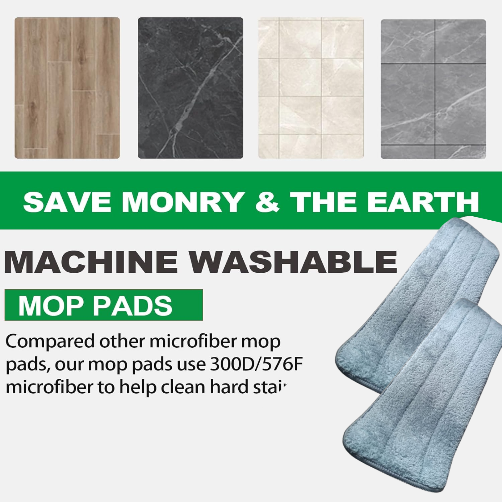 High-Quality 40x13 cm Reusable Flat Mop Microfiber Cleaning Pad Refill (1 Pc)