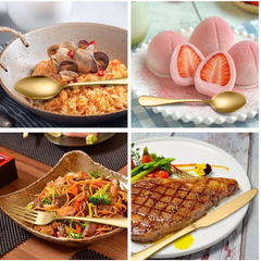 Premium Cutlery Set 24 Pcs with Oval Shaped Stand | Beautiful Stylish Oval Designed Cutlery Sets, Egg-Shaped Luxury Spoon Holder SetÂ  (Golden / 24 pcs set)