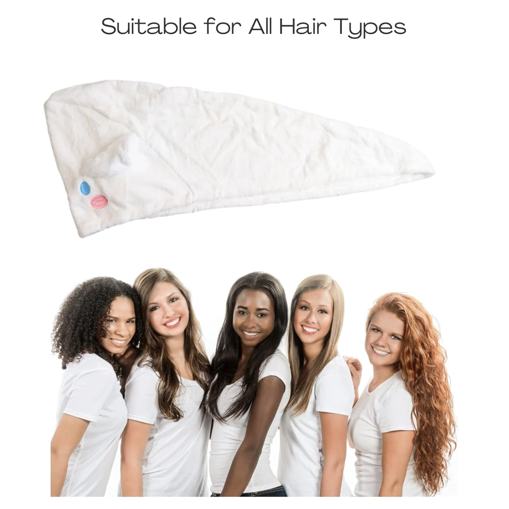 Premium Soft Microfiber Hair Drying Towel Wrap with Button (1 Pc)