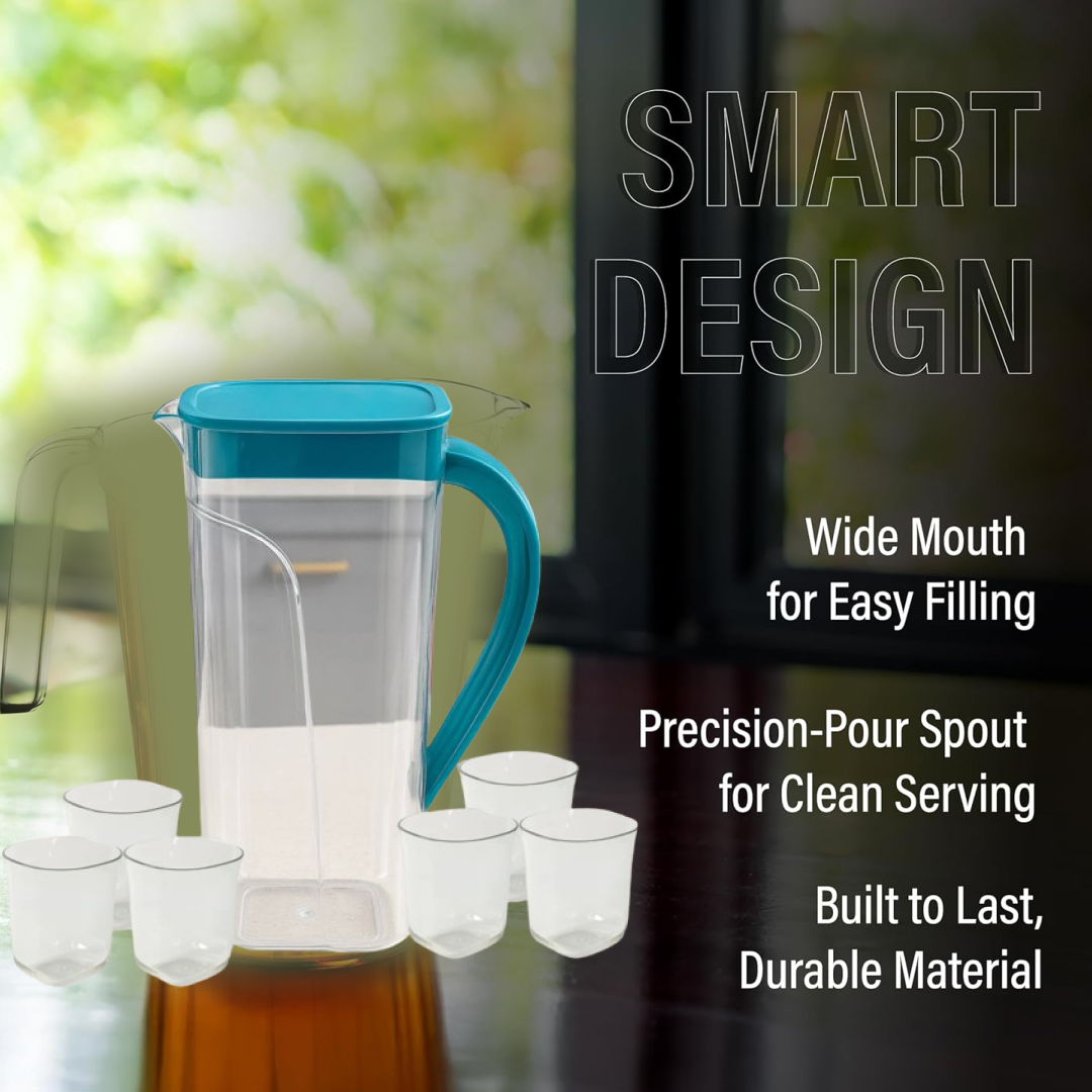 Supermom Plastic Marina Jug with 6 Glass Set