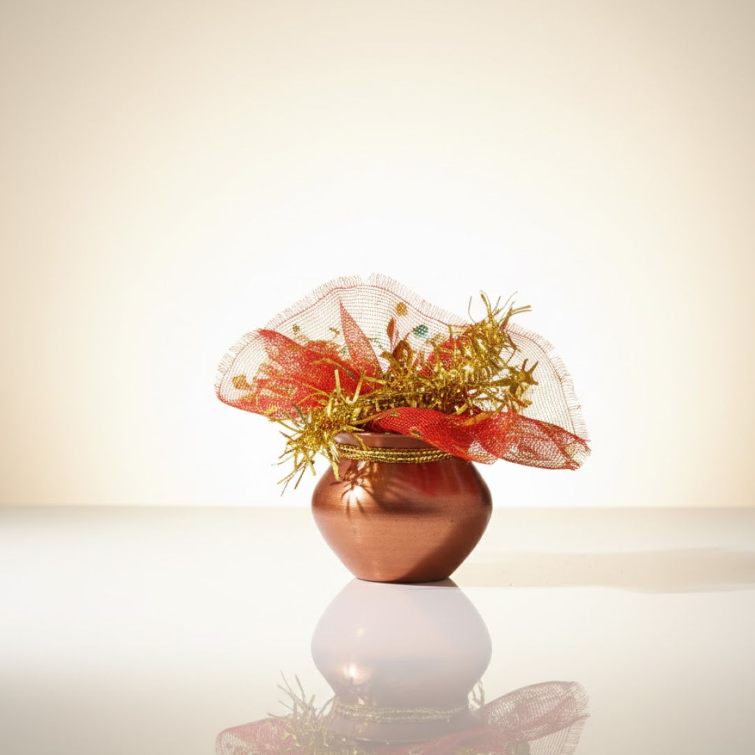 vastu Kalash Pooja Decorative Copper-Style Kalash - (1 set)