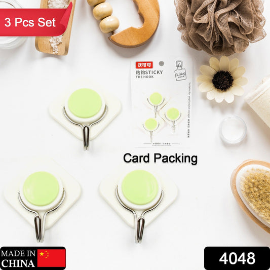 Multipurpose Self-Adhesive Wall Hooks for Home & Bath (3 Pc, Heavy Duty)