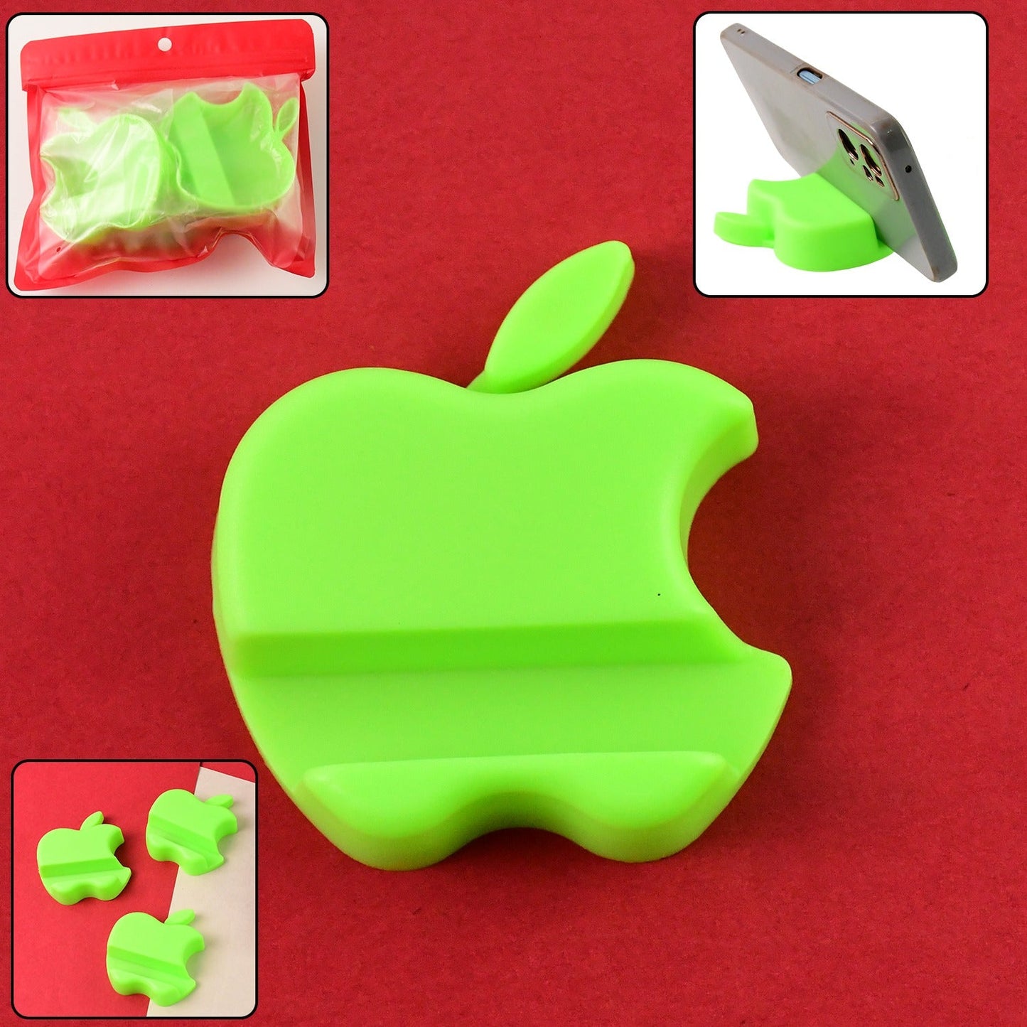 Apple-Shaped Plastic Mobile Phone Holder (3 Pc & mix color)