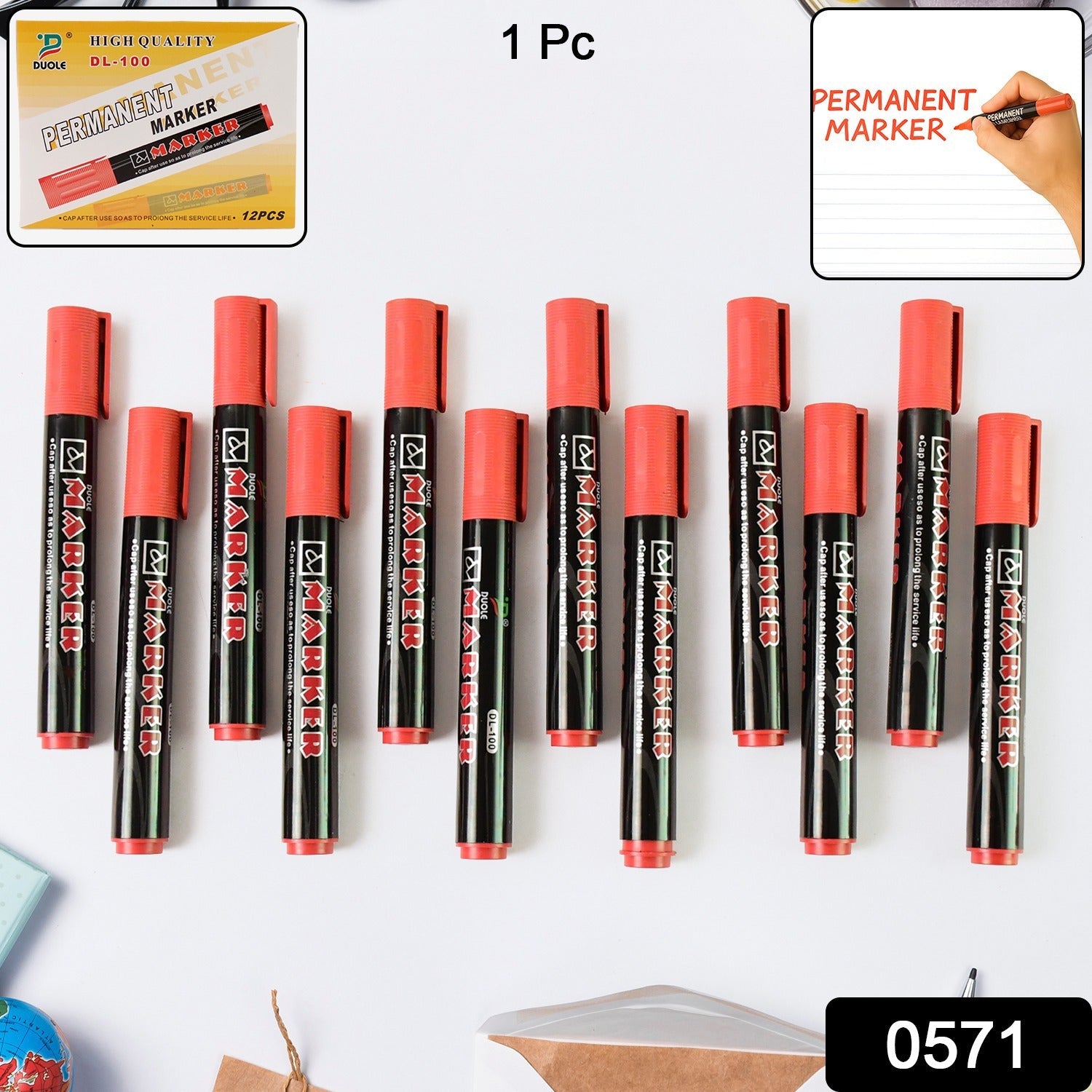 Marker Red Ink, Bold Tip, Quick-Dry Alcohol-BQased Marker (1 Pc)