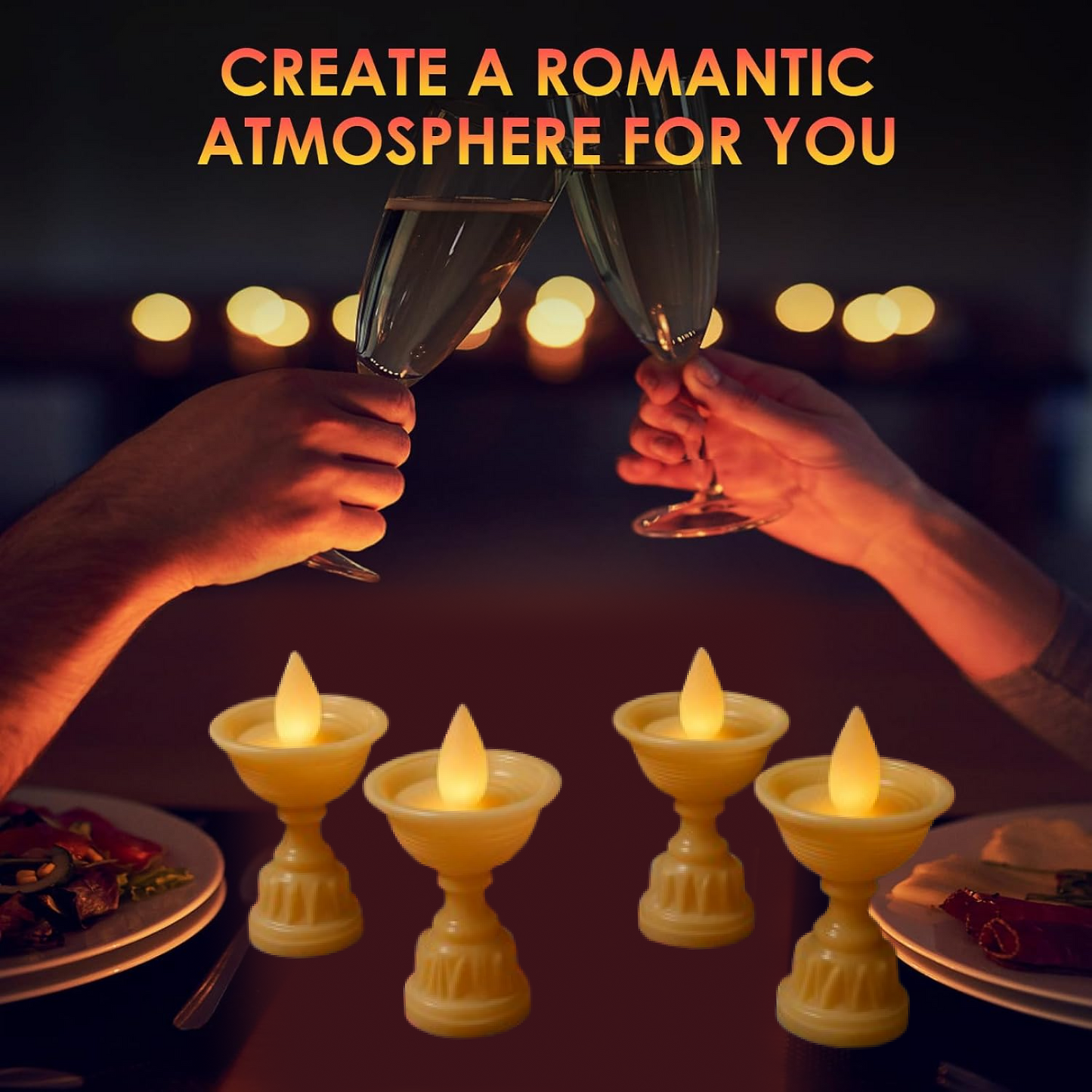 Set of 12 White Water Sensor LED Diyas