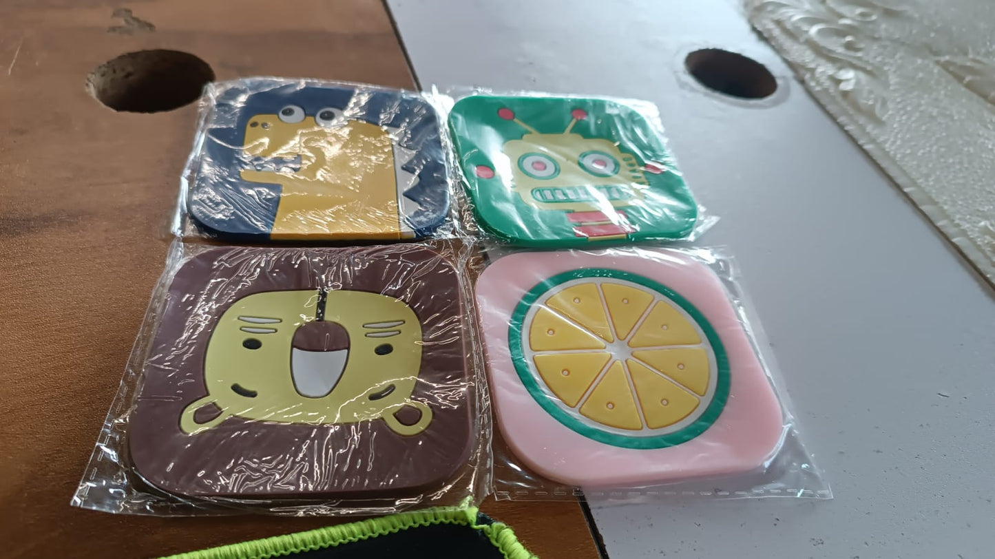 Premium Silicone Drink Coaster (1 Pc, 8Ã—8 cm / Mix Design)