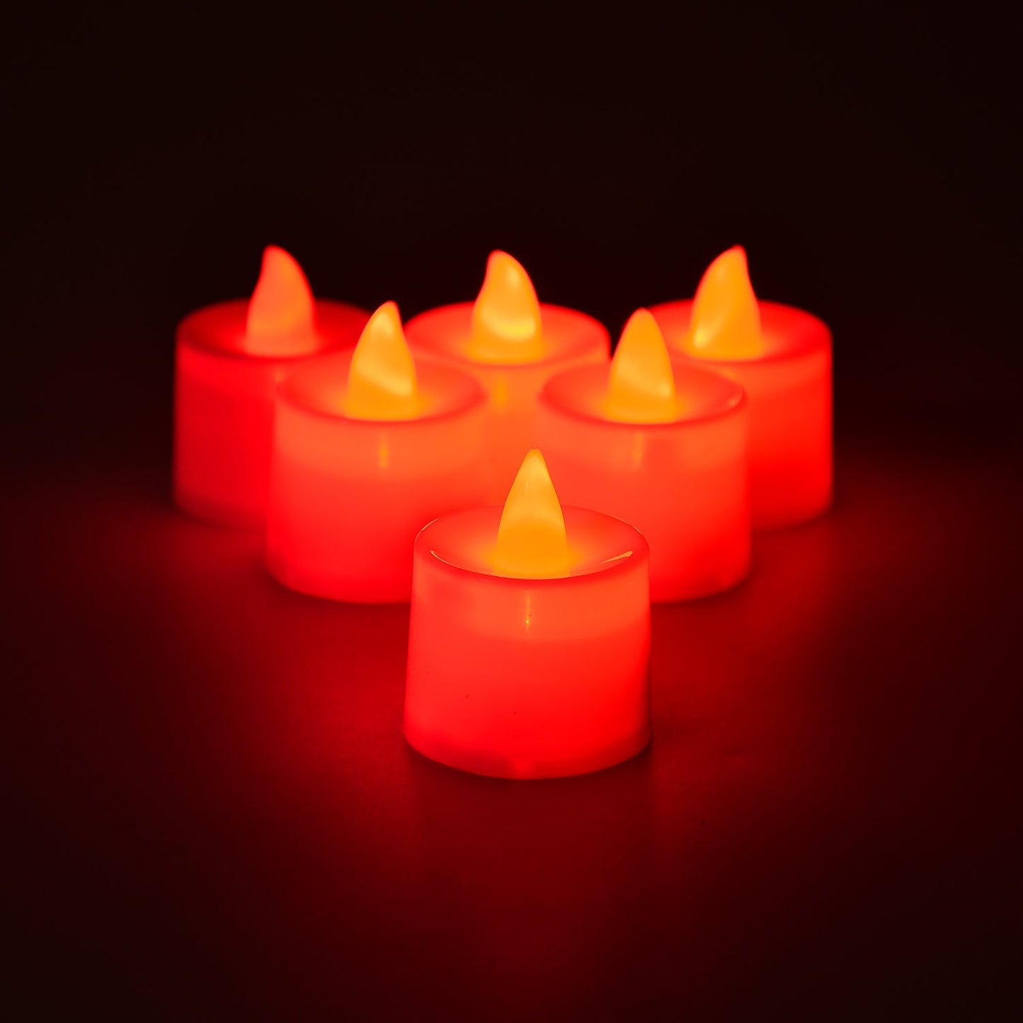 Red LED Tealights Smokeless Flameless Candles for Home Decor, Diwali (24 Pcs)