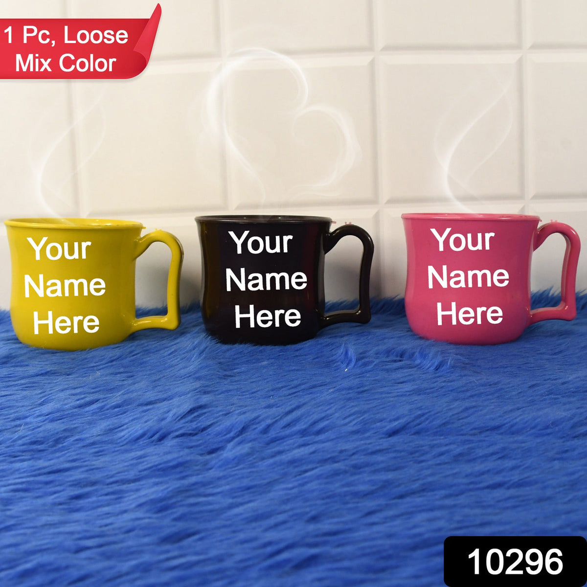 Customize Premium Plastic Coffee / Tea Cups / Mug with Handle (1 Pc / Loose / Mix Color)