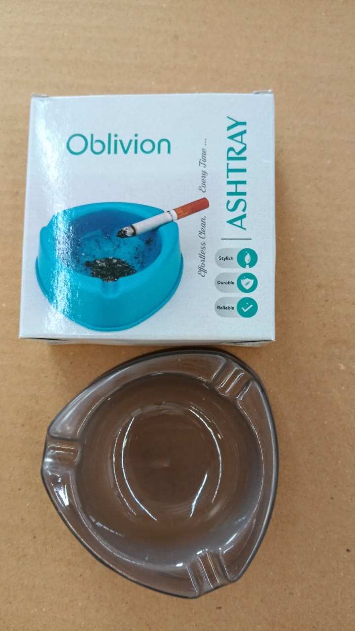 Oblivion Transparent White Ashtray with Cigarette Holder Grooves â€“ Modern Smoke Disposal Tray (1 Pc)