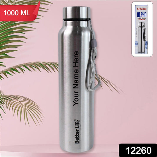 Customize Stainless Steel Single Wall Drink Water Bottle (1000 ML)