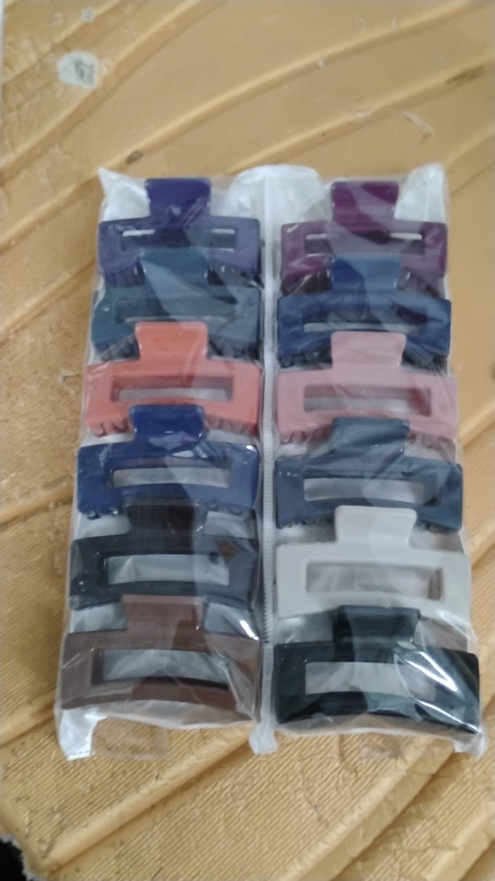 Matte Finish Rectangle Hair Claw Clip for Women and Girls â€“ Assorted Color Pack â€“ 12 Pc