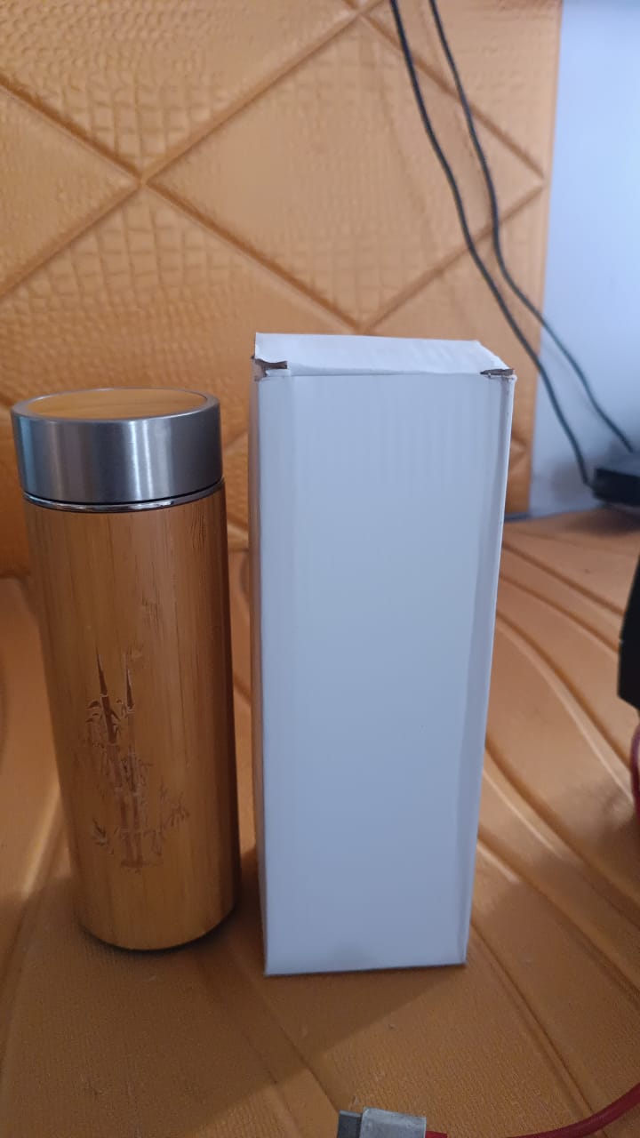 Bamboo Design Stainless Steel Insulated Travel Water Bottle (Approx 500 ML)